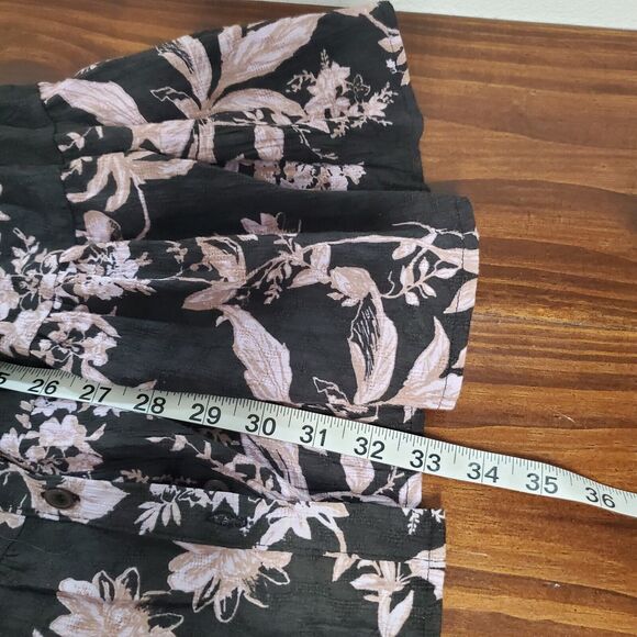 Free People Mini Dress XS Black Floral Flowy Whimsigoth Fairy Boho Ruffle - Picture 8 of 10